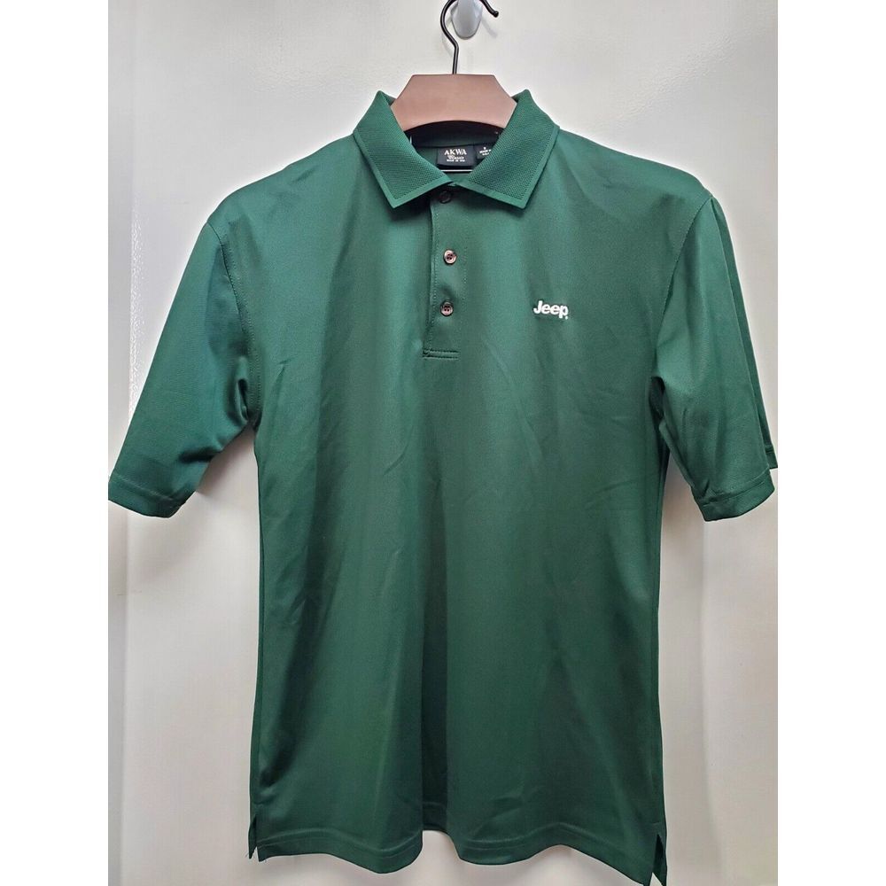 AKWA Polo Shirt Jeep Embroidered White Chest Logo SM Men's Hunter Green Collared - Picture 5 of 13